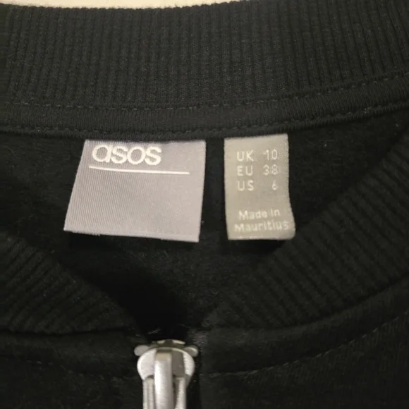 ASOS Black Zipup Sweatshirt Longsleeve Casual Top Streetwear Gorpcore Size 6 - Picture 4 of 14